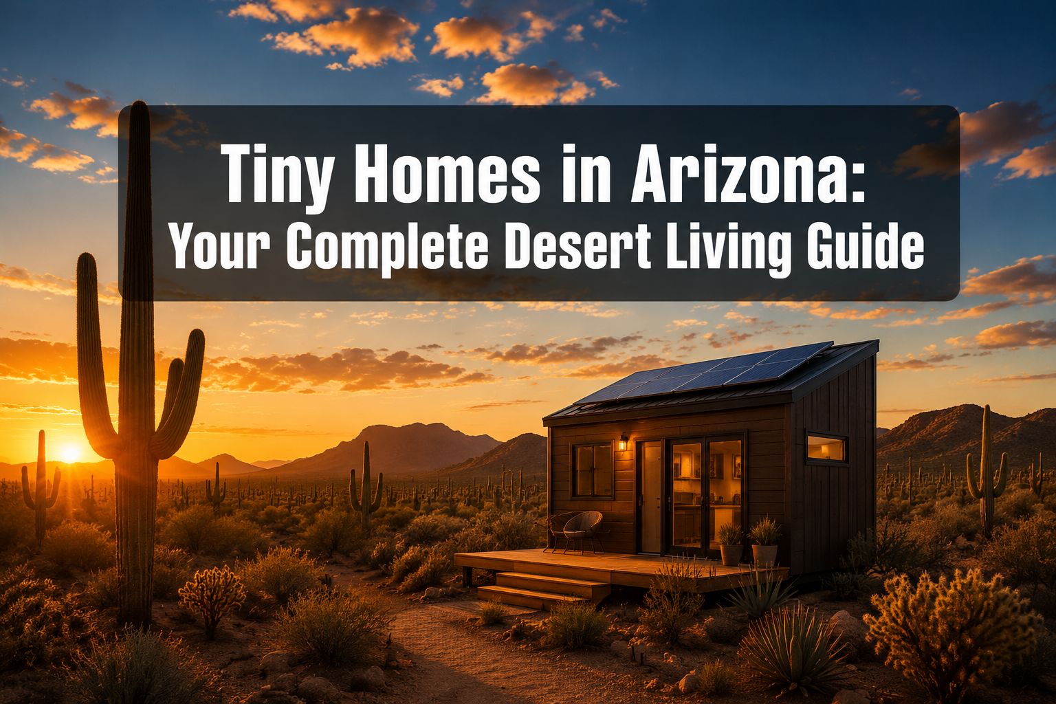 Arizona tiny home guide covering desert living, solar setups, zoning-friendly counties, and retirement communities.