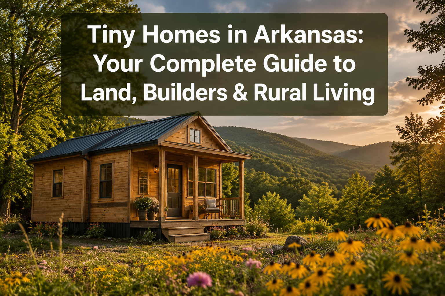 Guide to tiny homes in Arkansas including land affordability, rural placement, and builder availability.