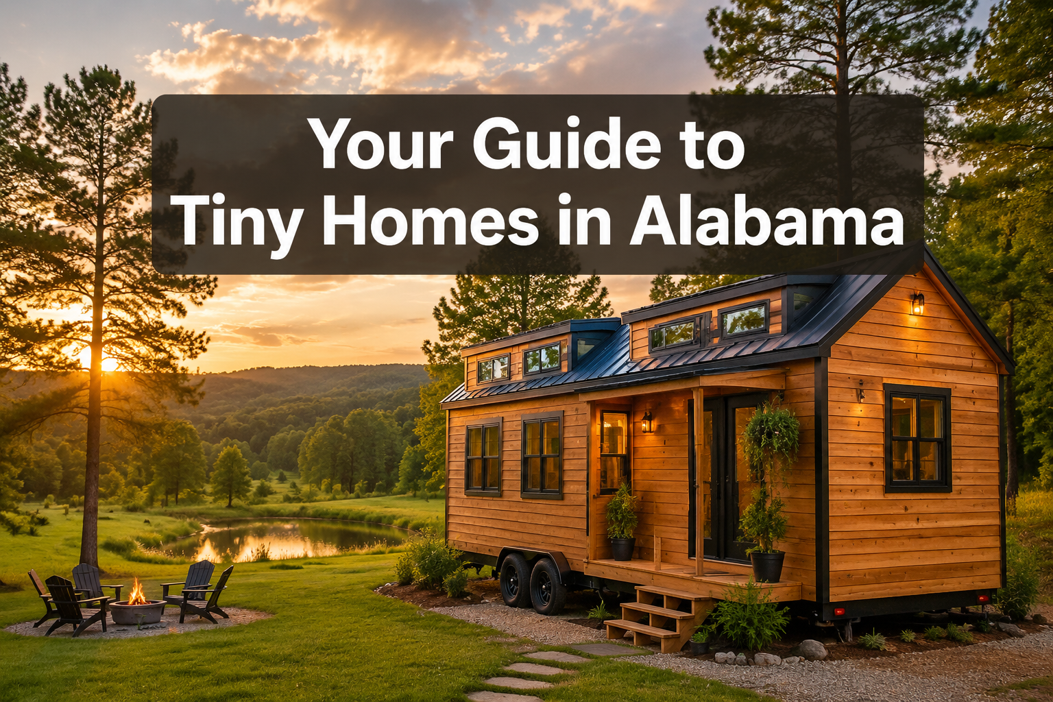 State guide covering Alabama tiny home listings, rural land opportunities, zoning flexibility, and builder options.